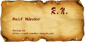 Reif Nándor névjegykártya